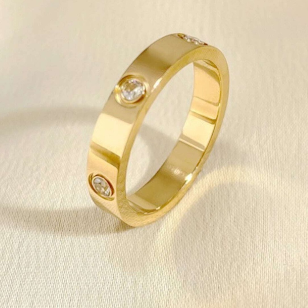 2/$10 New Women’s Men’s Gold Tone Titanium Diamond Accent Love Screw Ring